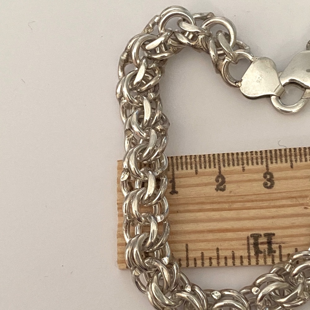 925 Silver 9” bracelet 10mm thick chain wire link handmade